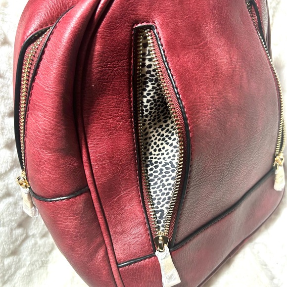 Isabelle Vegan Leather Magenta Burgundy Red backpack Handbag Purse (NEW) - Picture 6 of 9